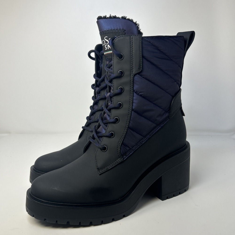 Franco Sarto Dizzy Water Repellent Boots Women's Size 8 M Black/Blue NIB